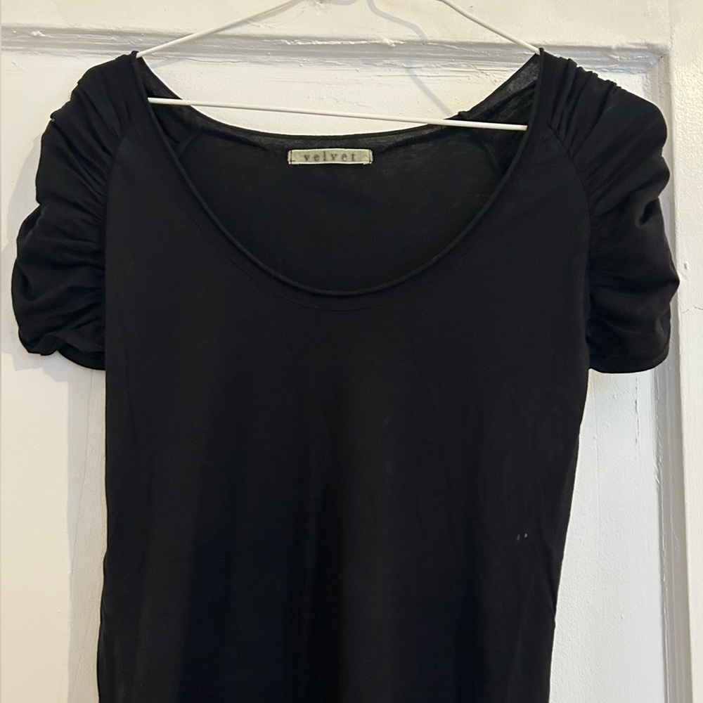 Velvet ruched sleeve top